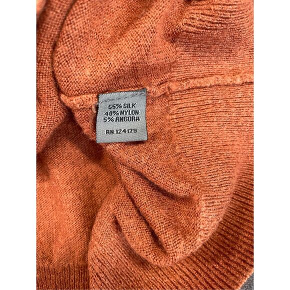 Johnston and Murphy Sweater Mens XL Orange Silk Blend Lightweight V-Neck - Picture 3 of 7